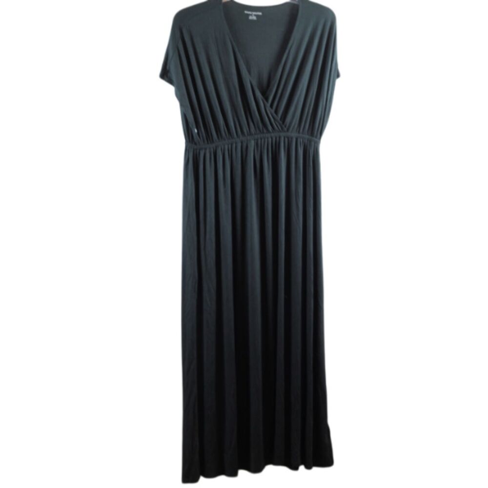 Amazon Essentials Black Women's Maxi Dress V Neck Elastic Waist 1X 038